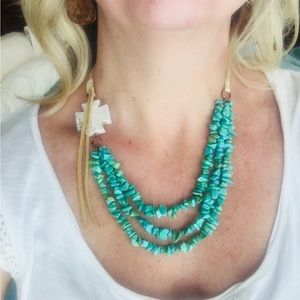 Uniquely beautiful handcrafted Turqurenite and Howlite cross necklace